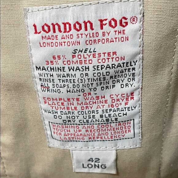 London Fog Classic Tan Trench Coat with Faux Fur Detachable Lining. 42 - Picture 5 of 5